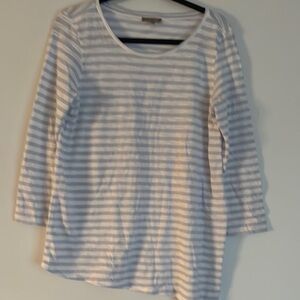 Striped White and Gray Women's Top
